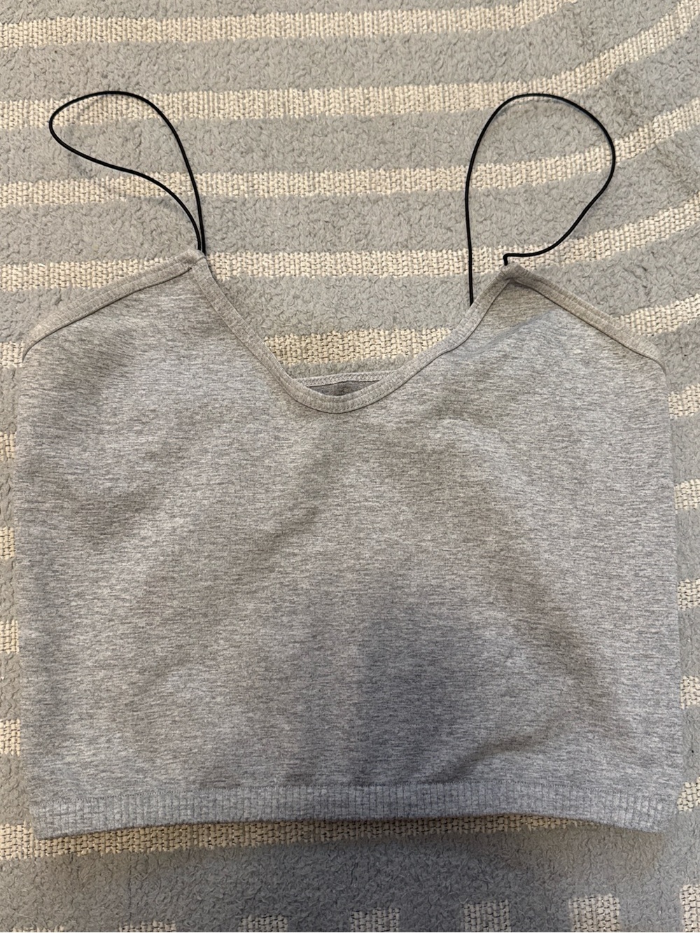 Free People Gray Cropped Camisole with Thin Black Straps